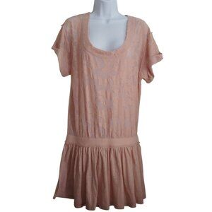 Free People Beach Semi Sheer Floral Soft Pink Boho Girly Beachy Top SP